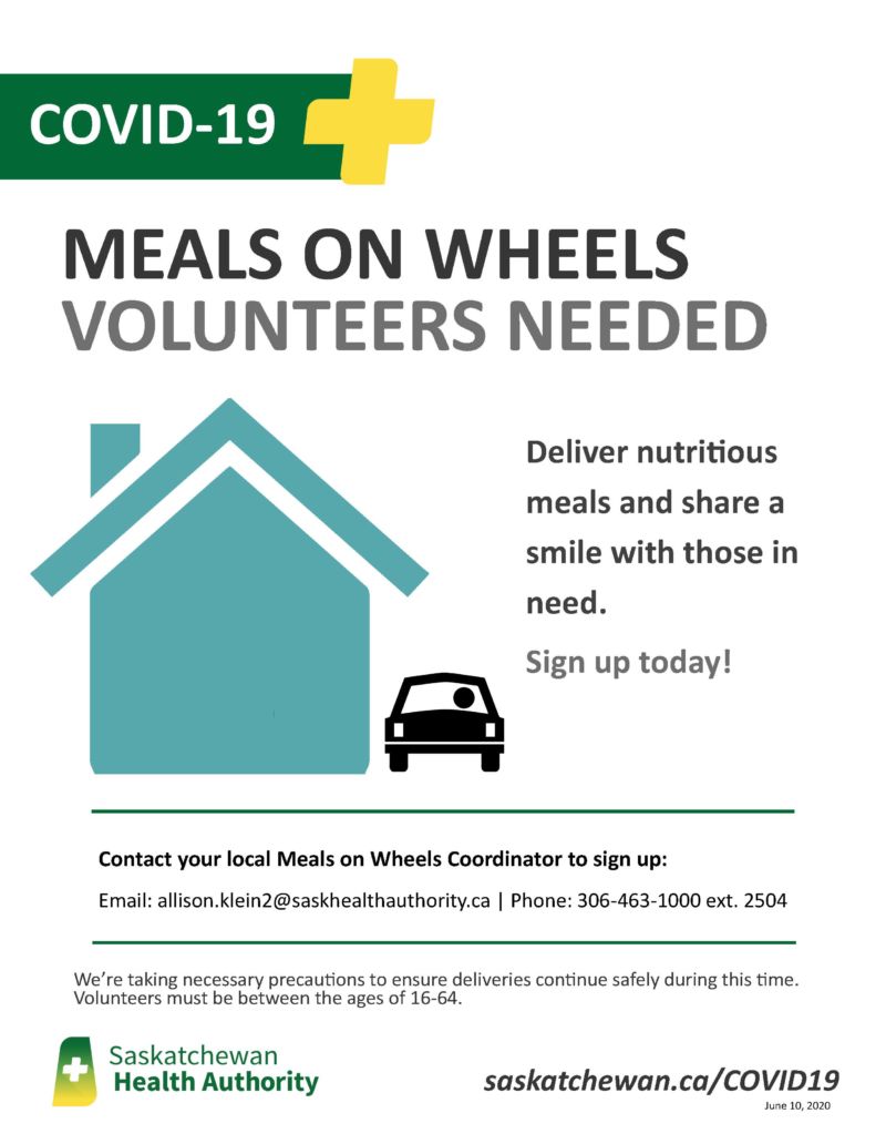 Sask Health Authority Meals on Wheels Volunteers Needed Town of