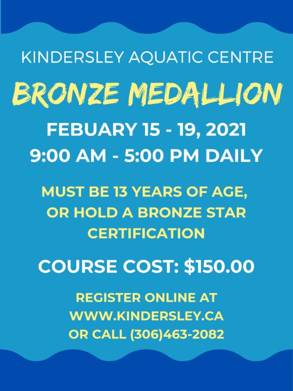 Bronze Medallion Training February 2021 Town of Kindersley