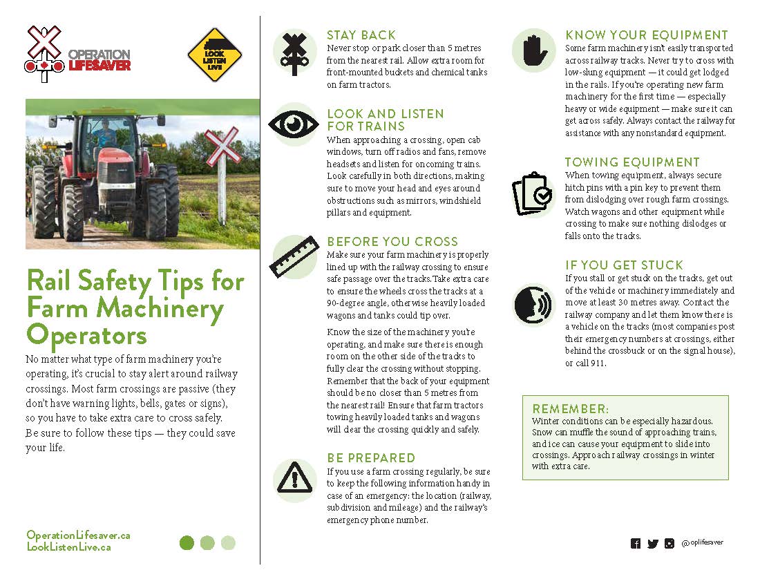 Rail Safety Tips for Farm Machinery Operators Town of Kindersley