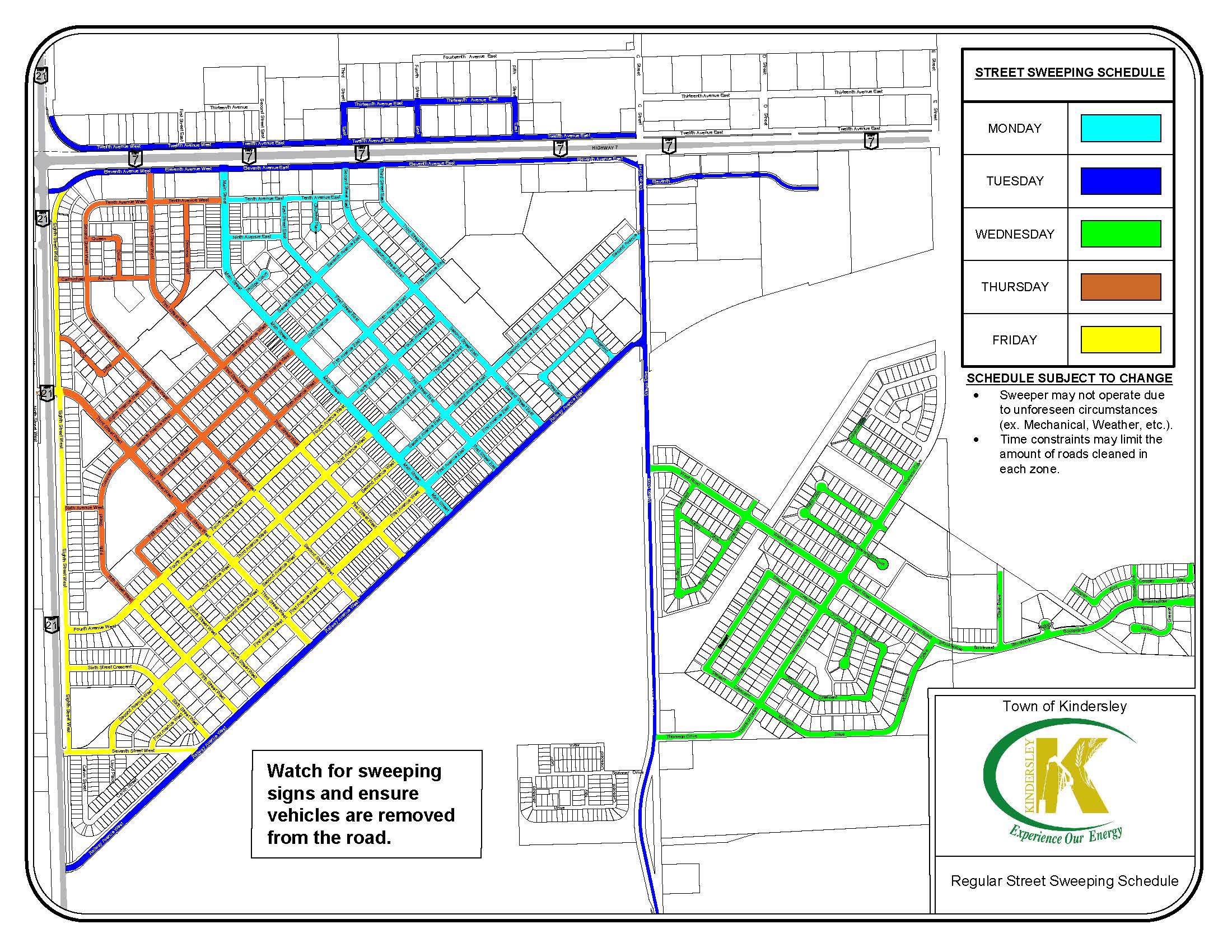 Regular Street Sweeping Schedule 2023 Town of Kindersley