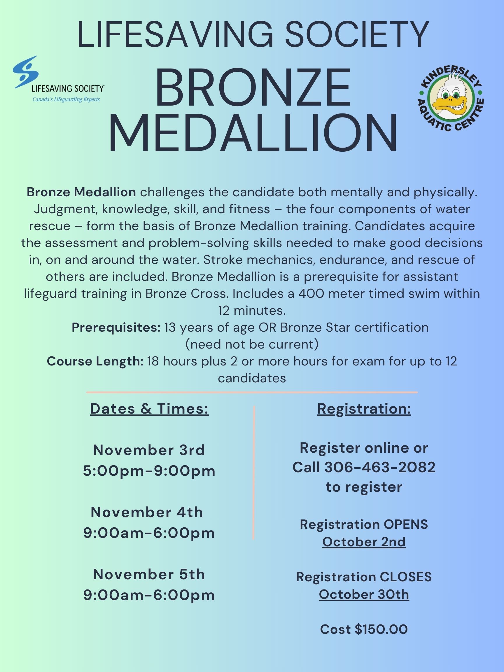 Lifesaving Society Bronze Medallion Course - Town of Kindersley